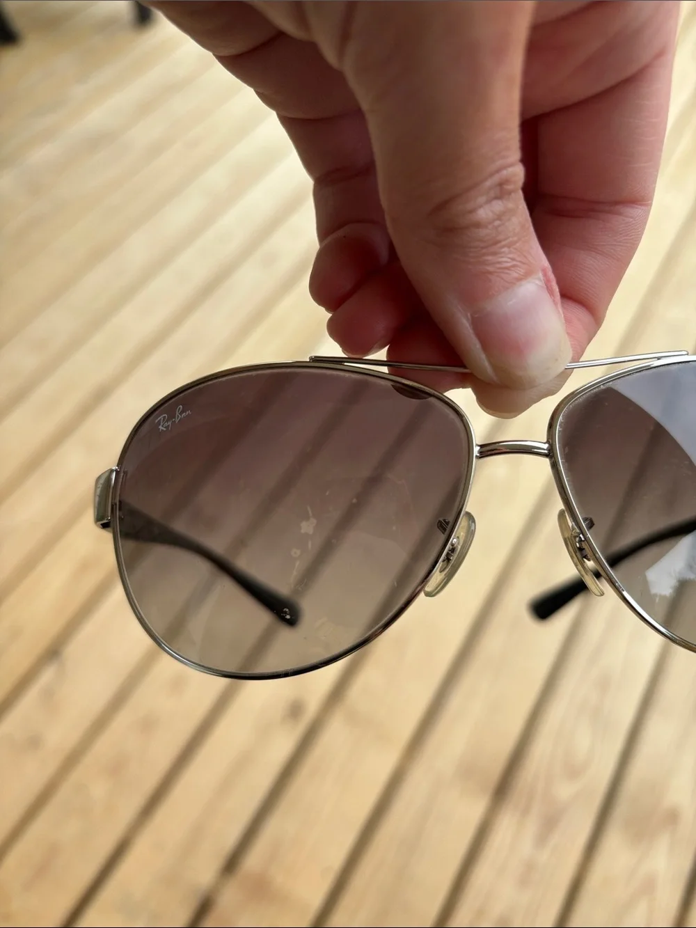 Ray-Ban Aviator Sunglasses Silver Frame with Brown Lenses